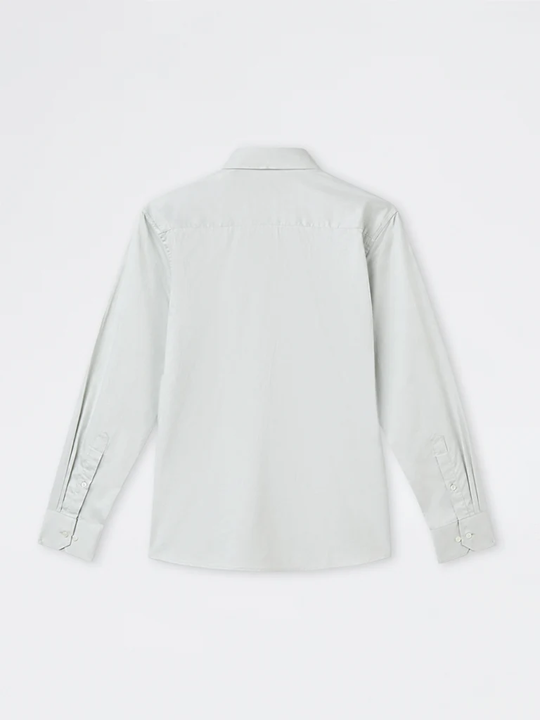 Formals Light Grey Solid Slim-Fit Cotton Shirt