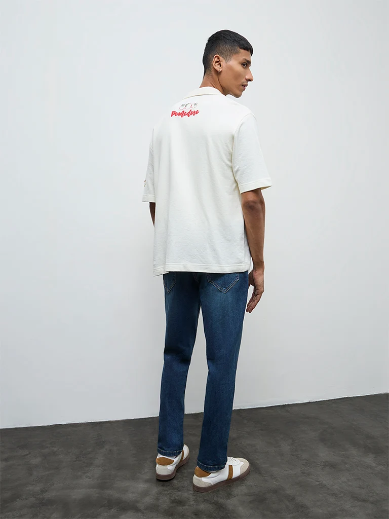 Nuon Blue-Wash Mid-Waist Slim Fit Jeans