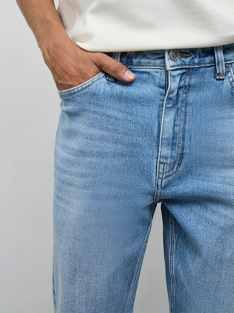 Nuon Light-Blue-Wash Mid-Waist Slim Fit Jeans