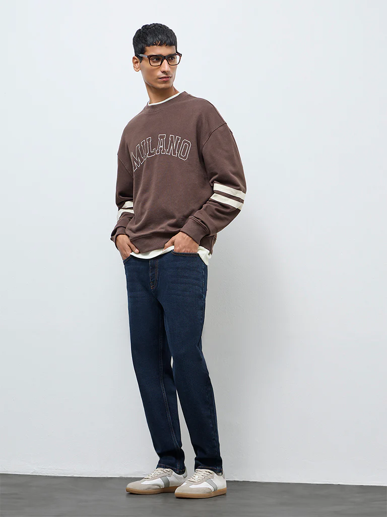Nuon Dark-Blue-Wash Mid-Waist Slim Fit Jeans