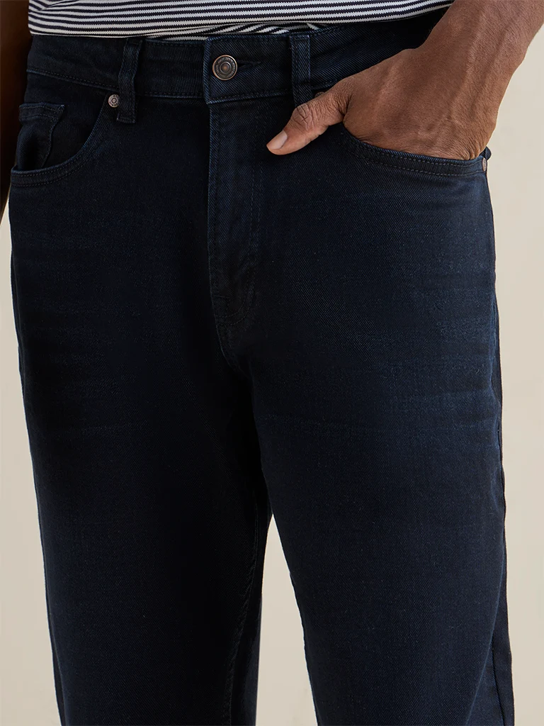 Ascot Dark-Blue-Wash Mid-Waist Relaxed Fit Jeans