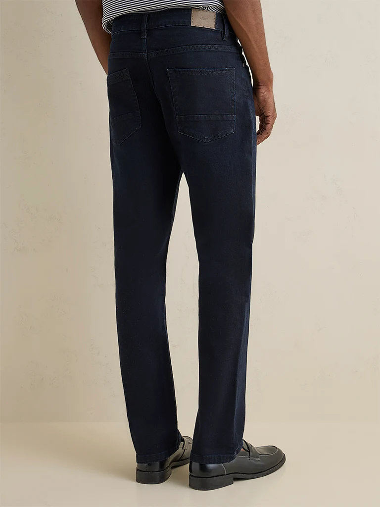Ascot Dark-Blue-Wash Mid-Waist Relaxed Fit Jeans