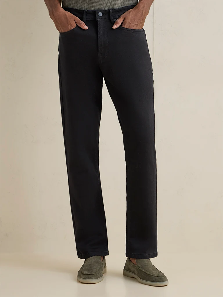 Ascot Black-Wash Mid-Waist Relaxed Fit Jeans
