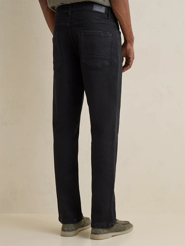 Ascot Black-Wash Mid-Waist Relaxed Fit Jeans