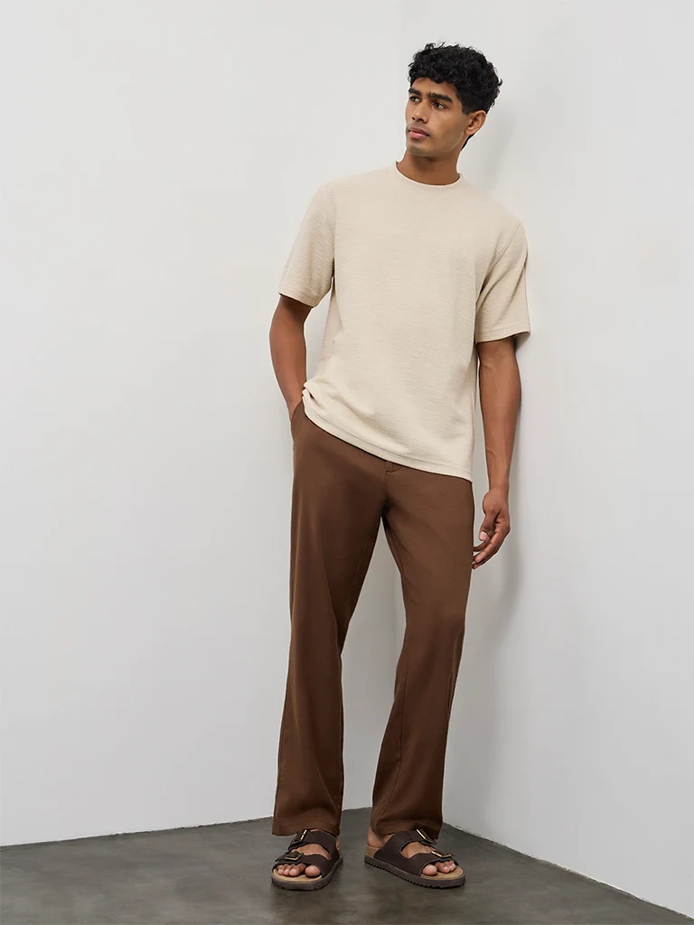 ETA Cream Textured Relaxed-Fit Cotton-Blend T-Shirt