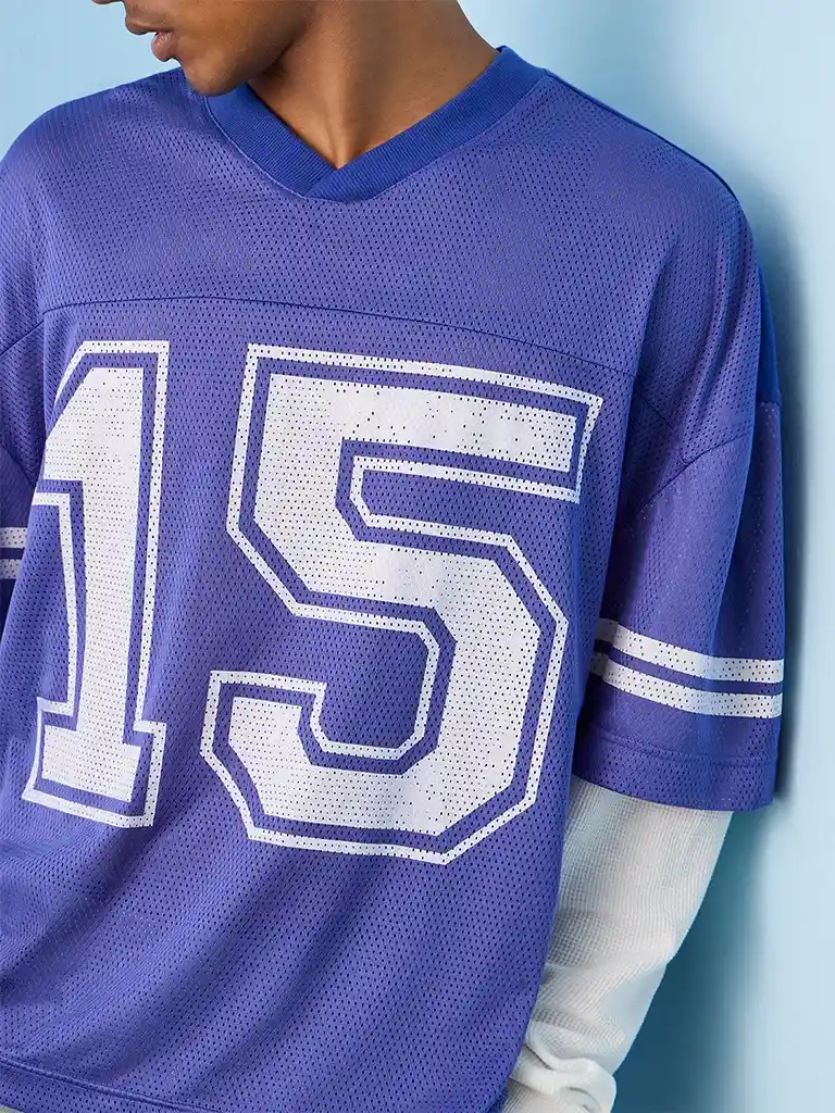 Nuon Blue Numerical Printed Oversized T-Shirt