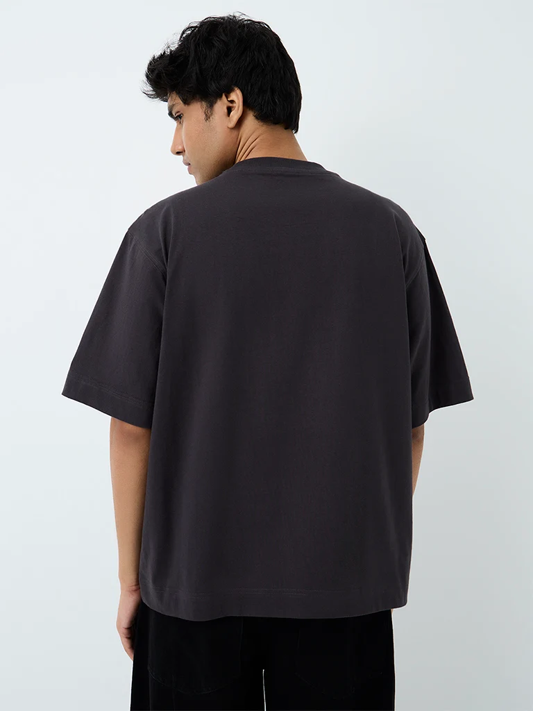 Nuon Charcoal Graphic Printed Relaxed-Fit Cotton T-Shirt