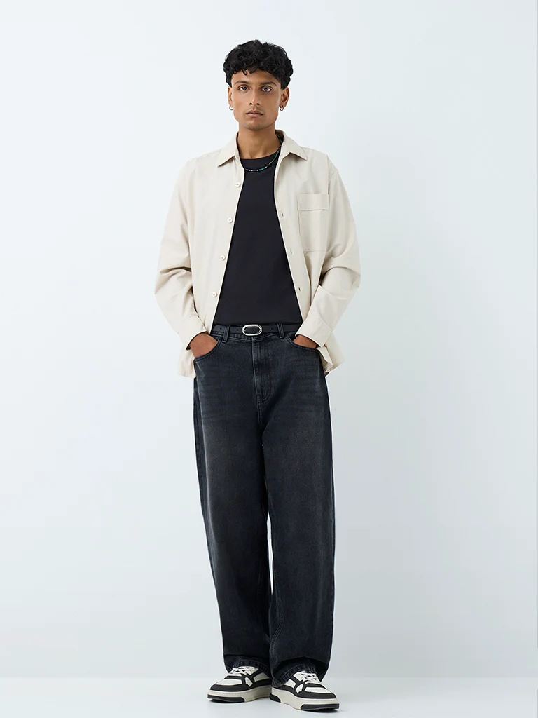 Nuon Charcoal Skater-Fit Mid-Rise Jeans