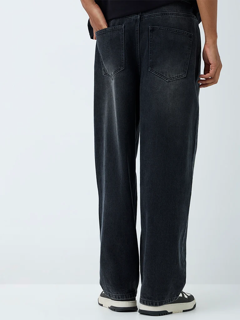 Nuon Charcoal Skater-Fit Mid-Rise Jeans