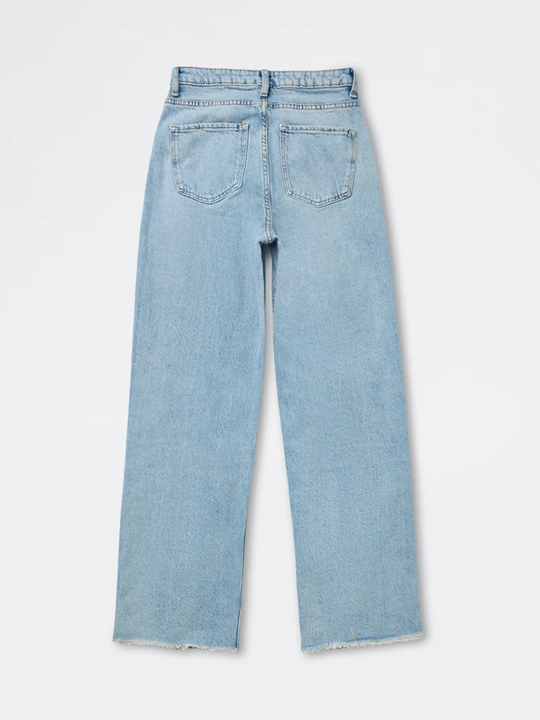 Nuon Light-Blue-Wash High-Waist Straight Fit Jeans