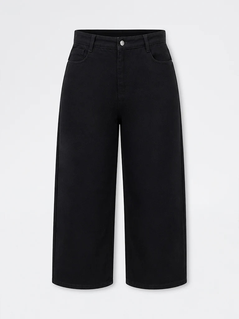Gia Black-Wash High-Waist Wide Leg Fit Jeans