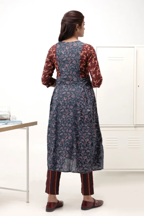 Blue Ajrakh Kurta Pant Set