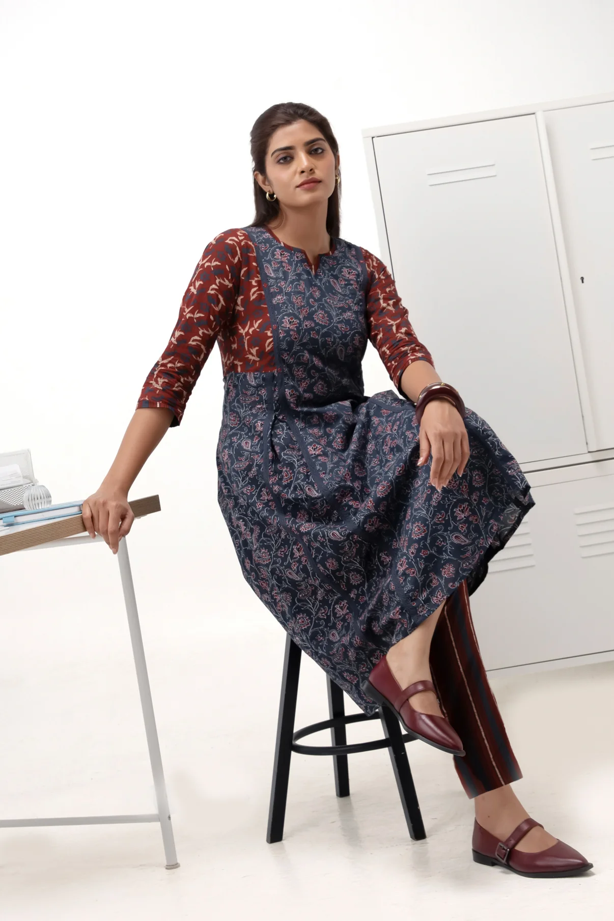 Blue Ajrakh Kurta Pant Set