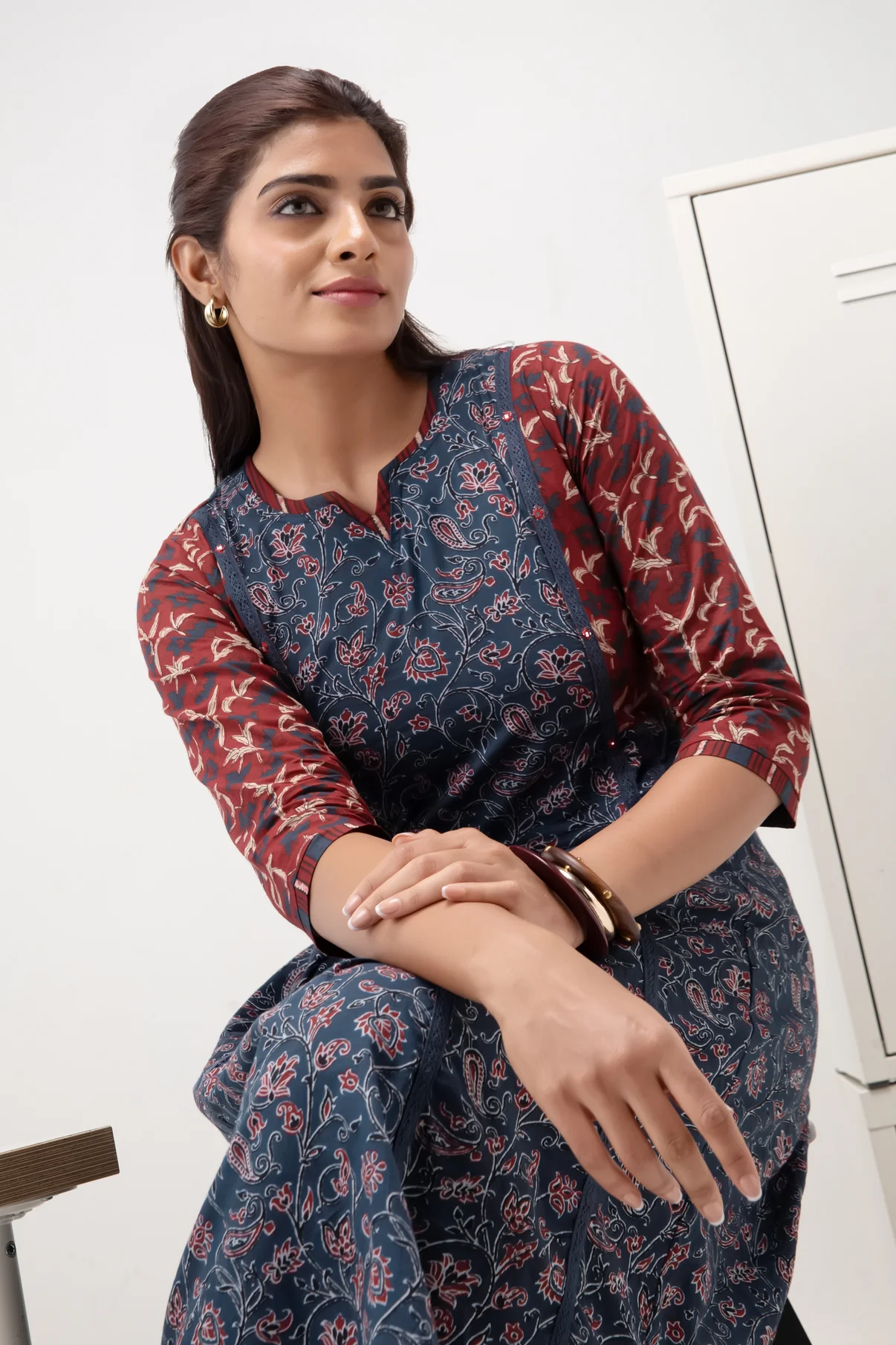 Blue Ajrakh Kurta Pant Set