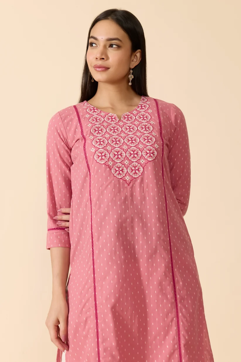 Peach Dobby Cotton Kurta