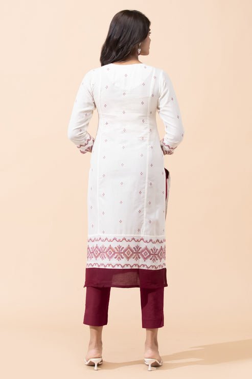 Off White Jamdhani Cotton Kurta