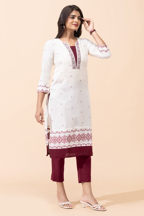 Off White Jamdhani Cotton Kurta