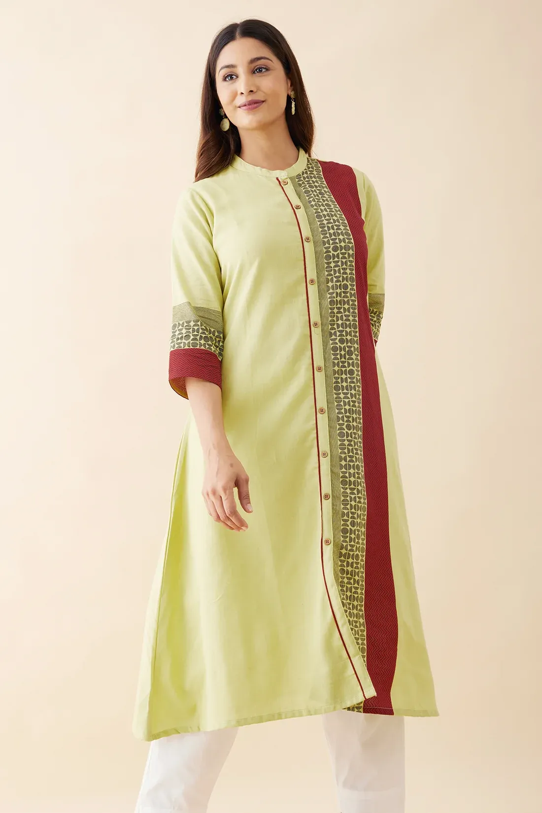 Contemporary Geometric Printed Kurta - Green