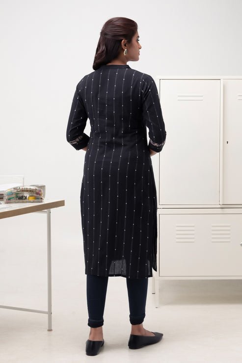 Workwear Black Kalamkari Kurta