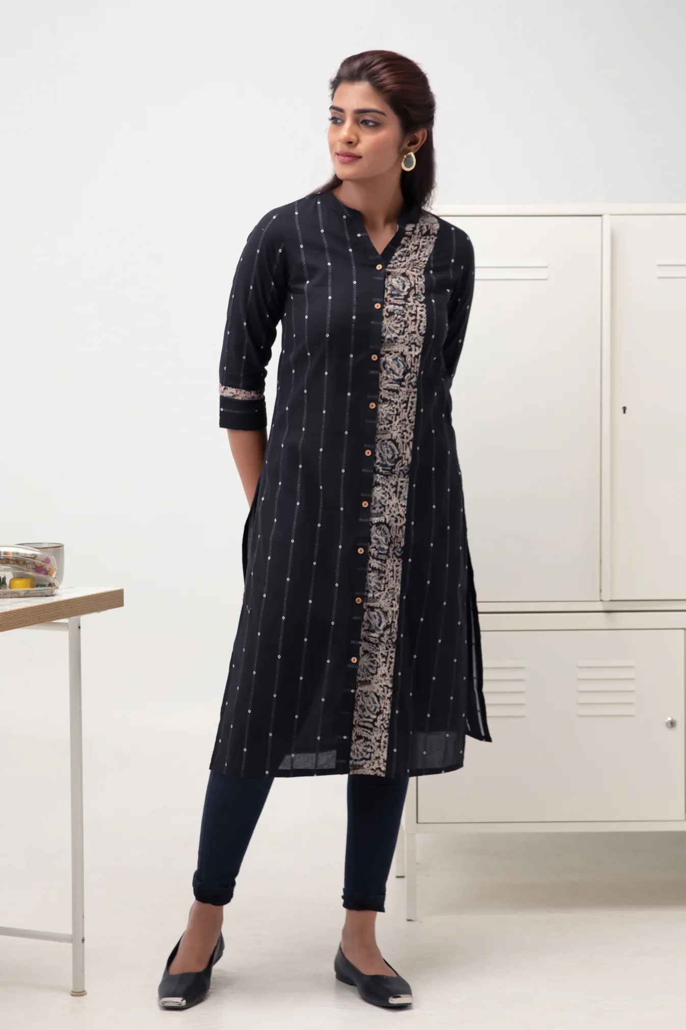 Workwear Black Kalamkari Kurta