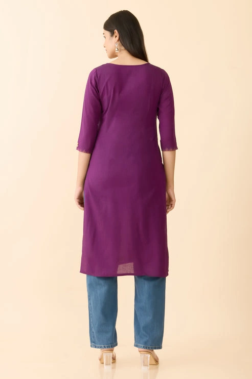Purple Mandala Printed Straight Cut Kurta