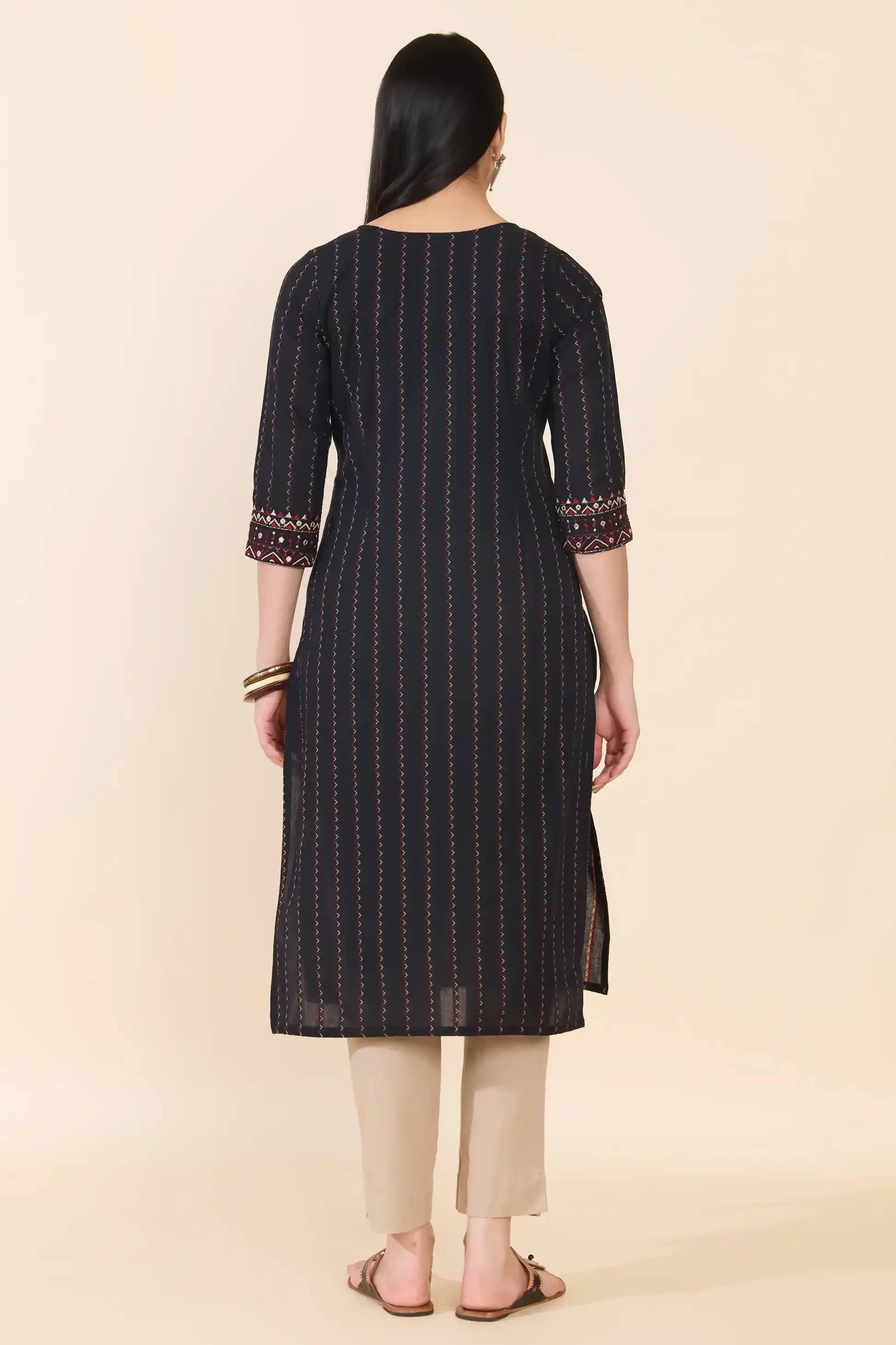 Black Dobby Cotton Kurta