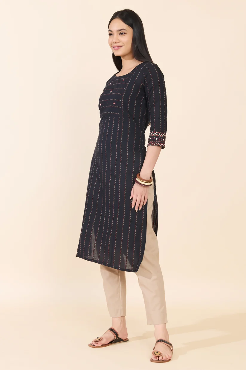 Black Dobby Cotton Kurta