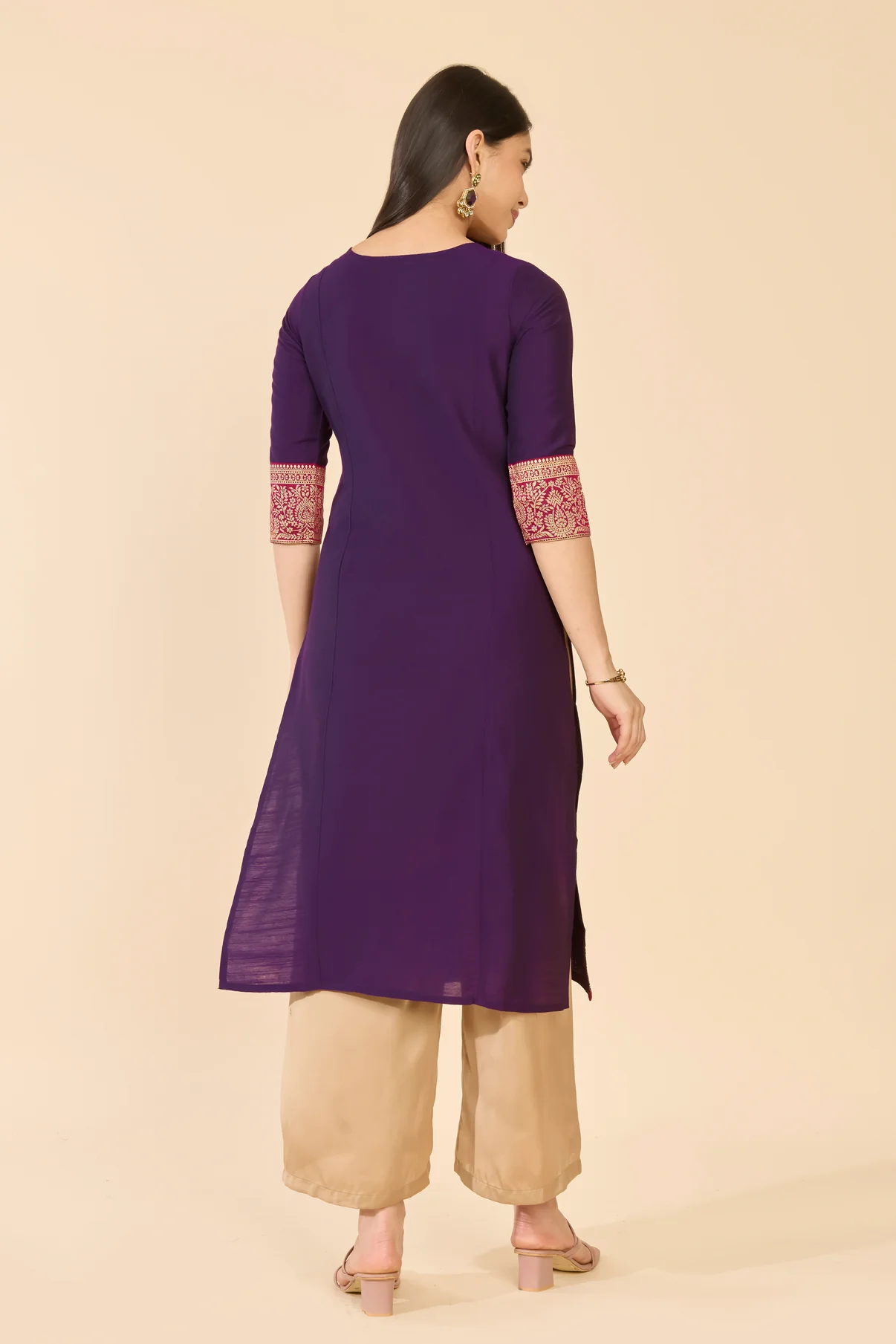 Purple Kathakali Embroidered Raw Silk Kurta