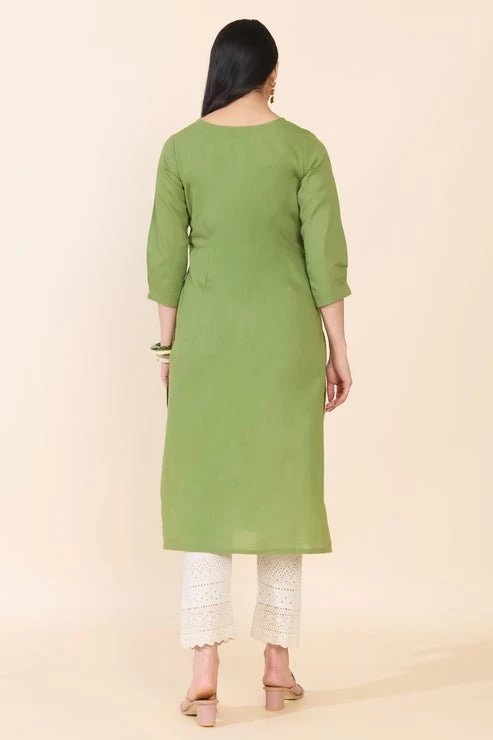 Green Dobby Cotton Kurta