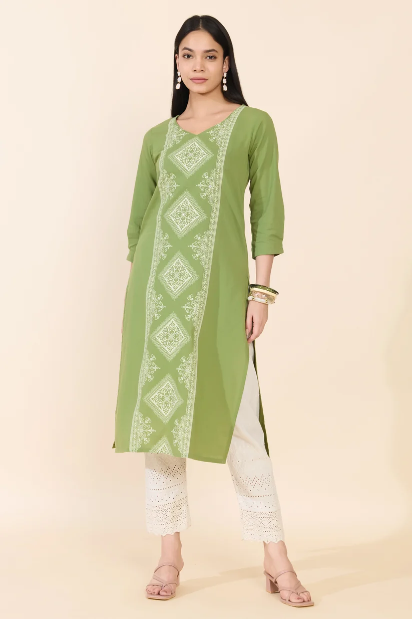 Green Dobby Cotton Kurta