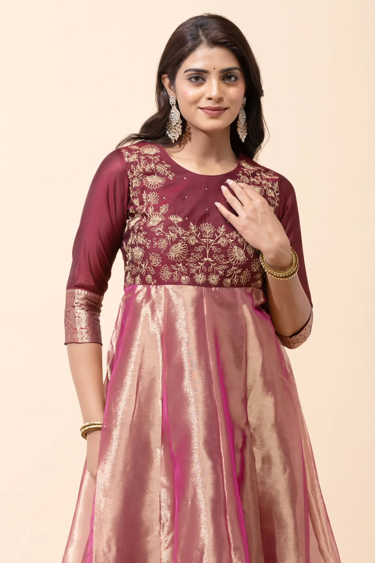 Maroon Floral Anarkali