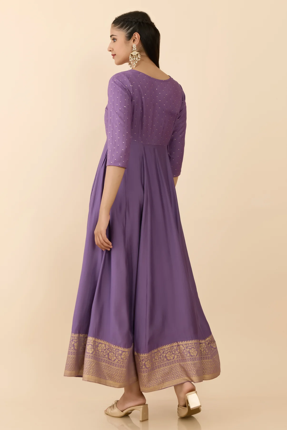 Purple Chandheri Anarkali