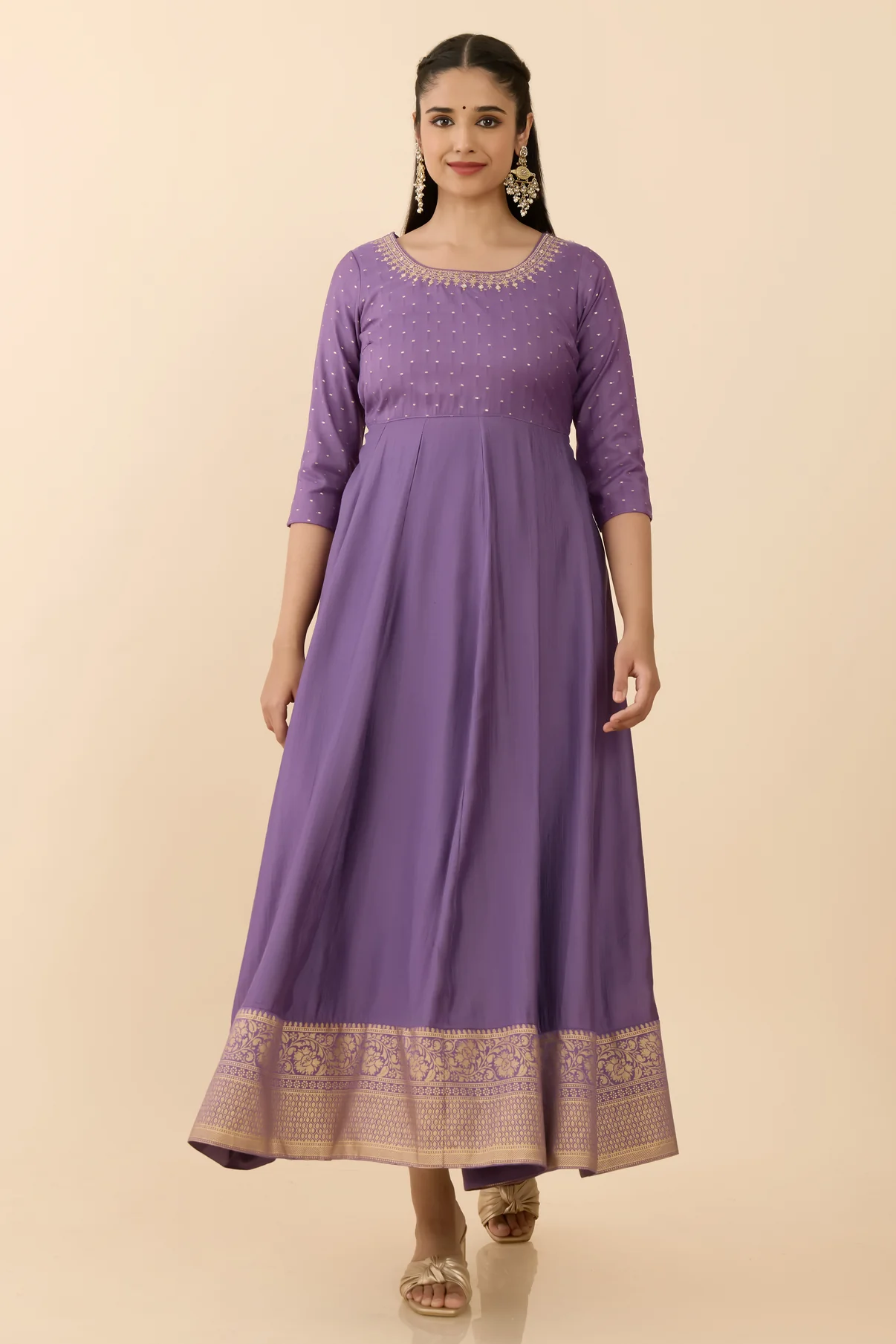 Purple Chandheri Anarkali
