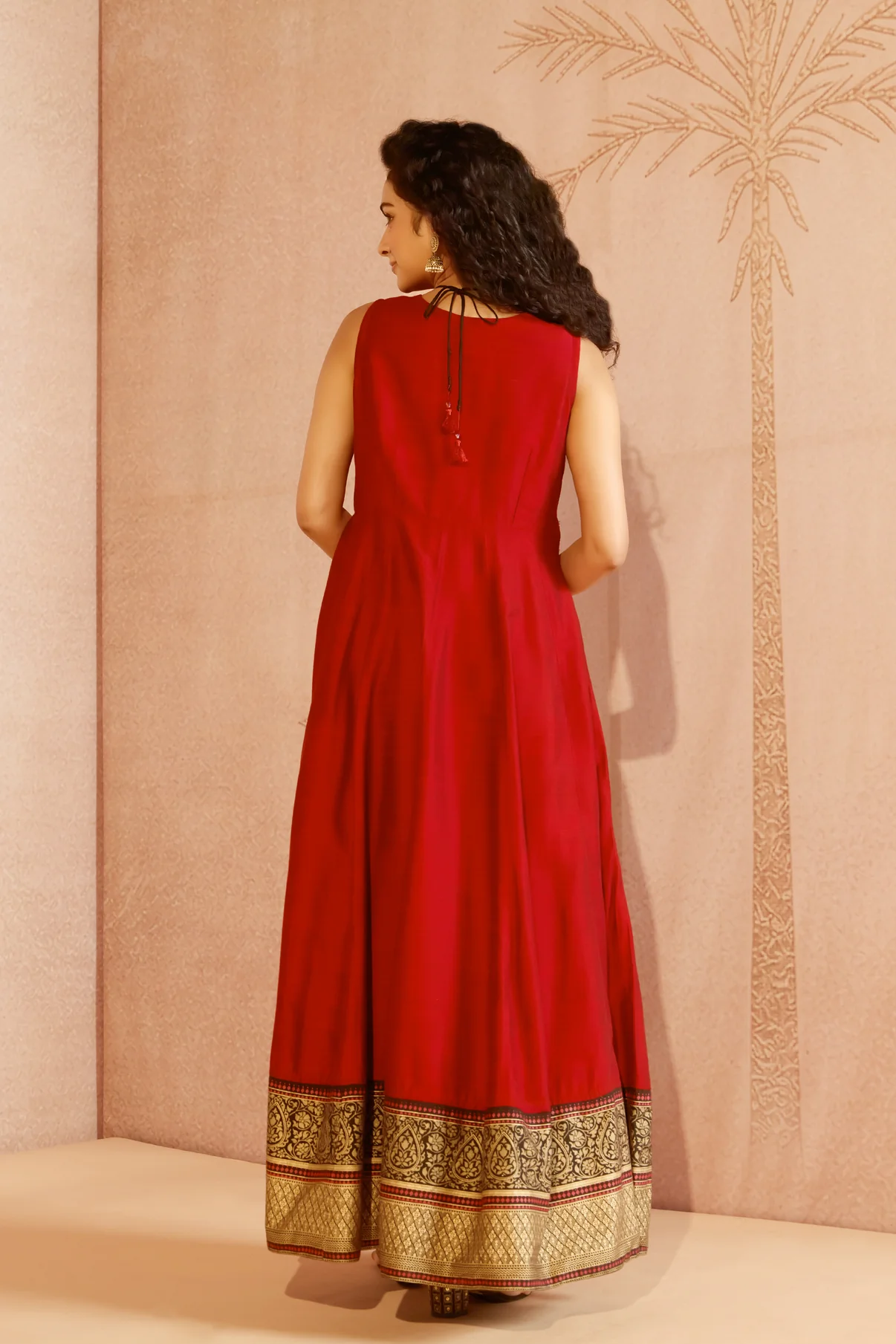 Theyyam Embroidered Red & black Onam Anarkali
