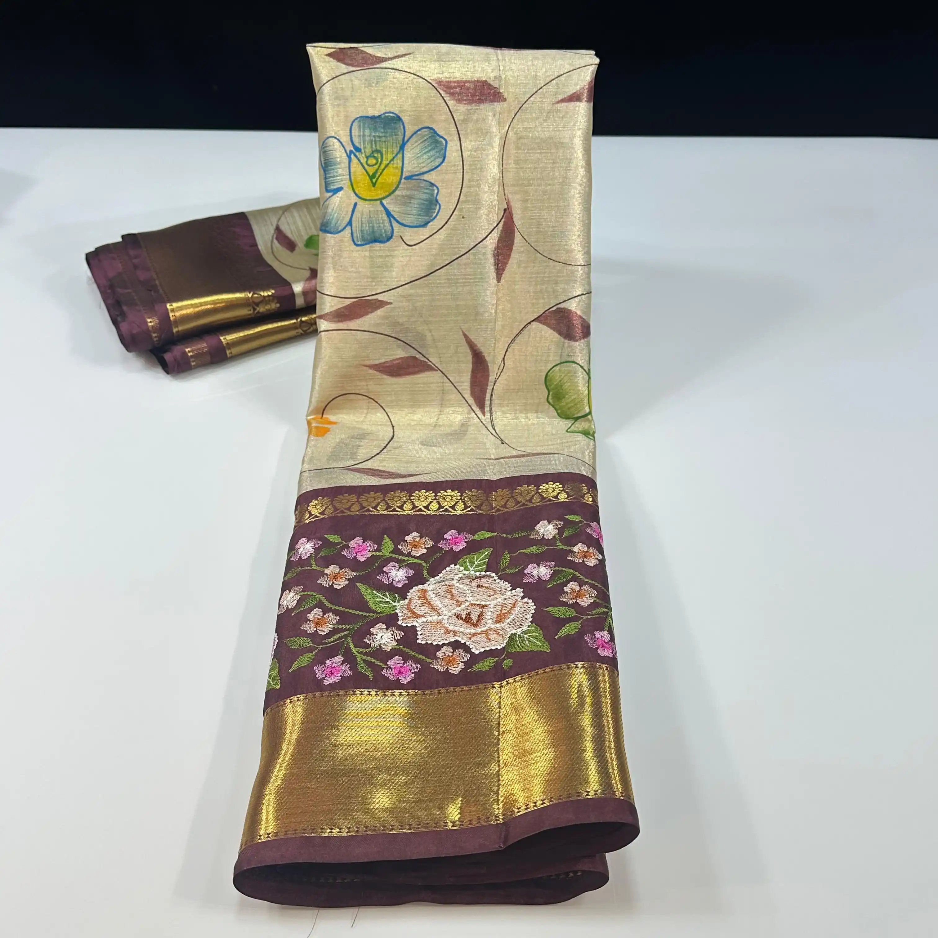 Banarasi Tissue Silk Embroidery Saree