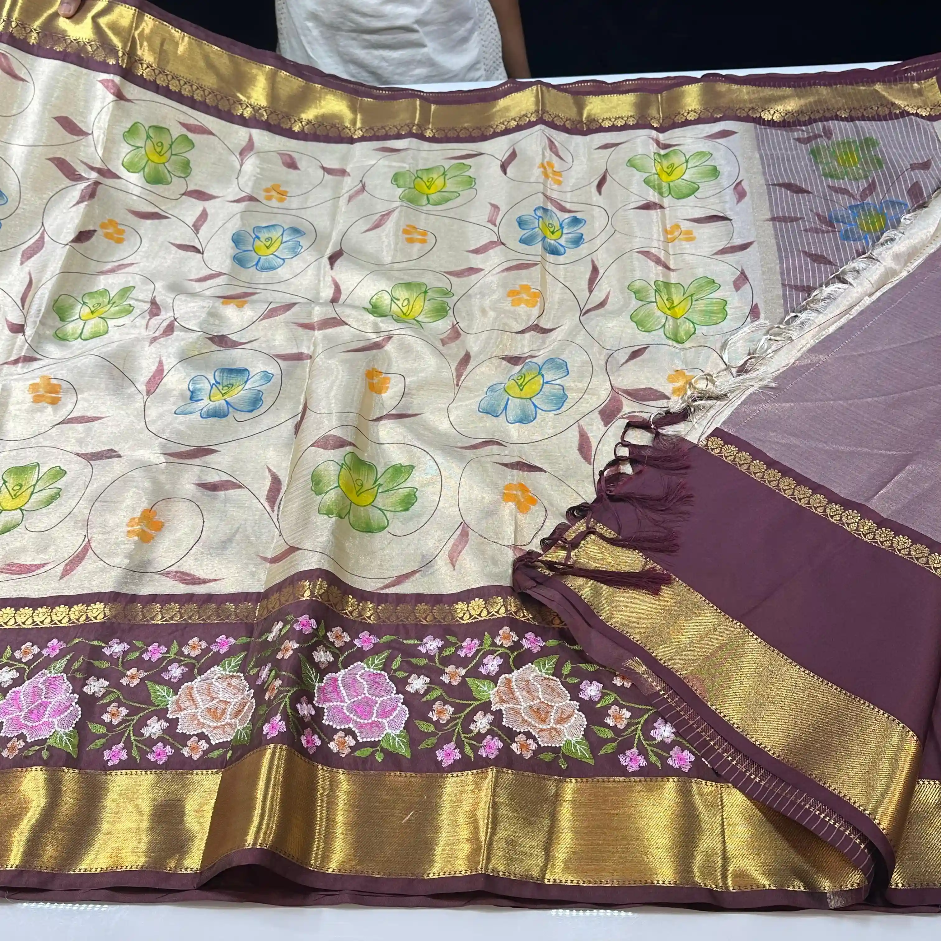 Banarasi Tissue Silk Embroidery Saree
