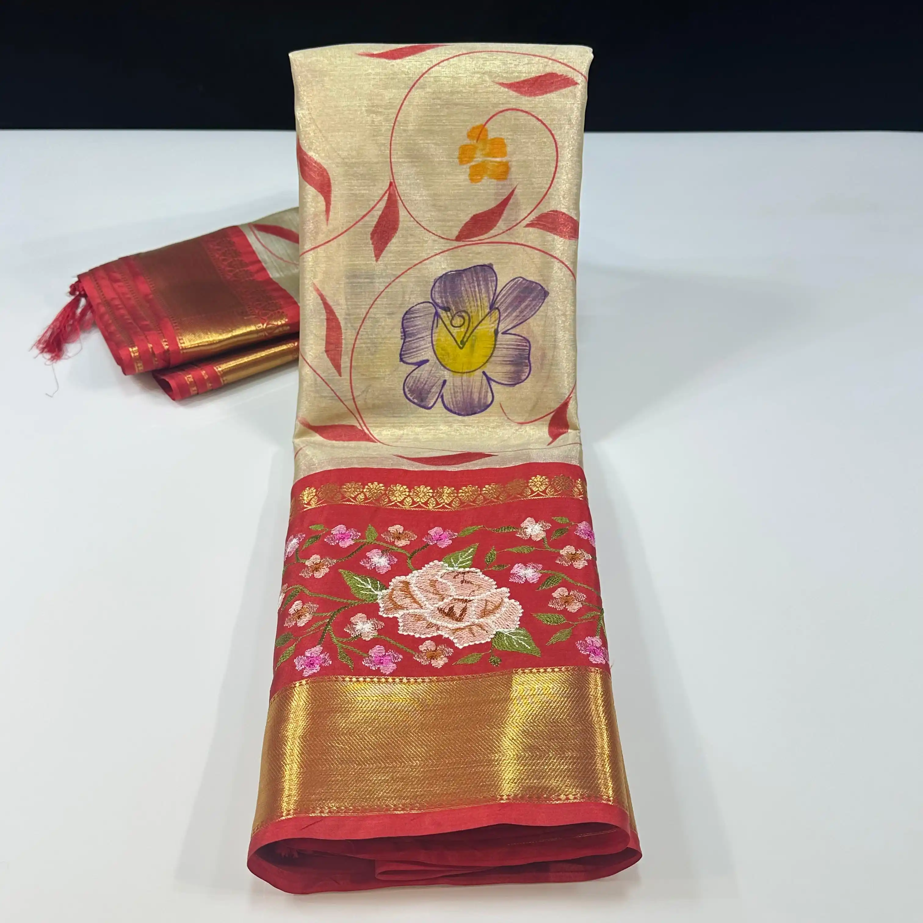 Banarasi Tissue Silk Embroidery Saree