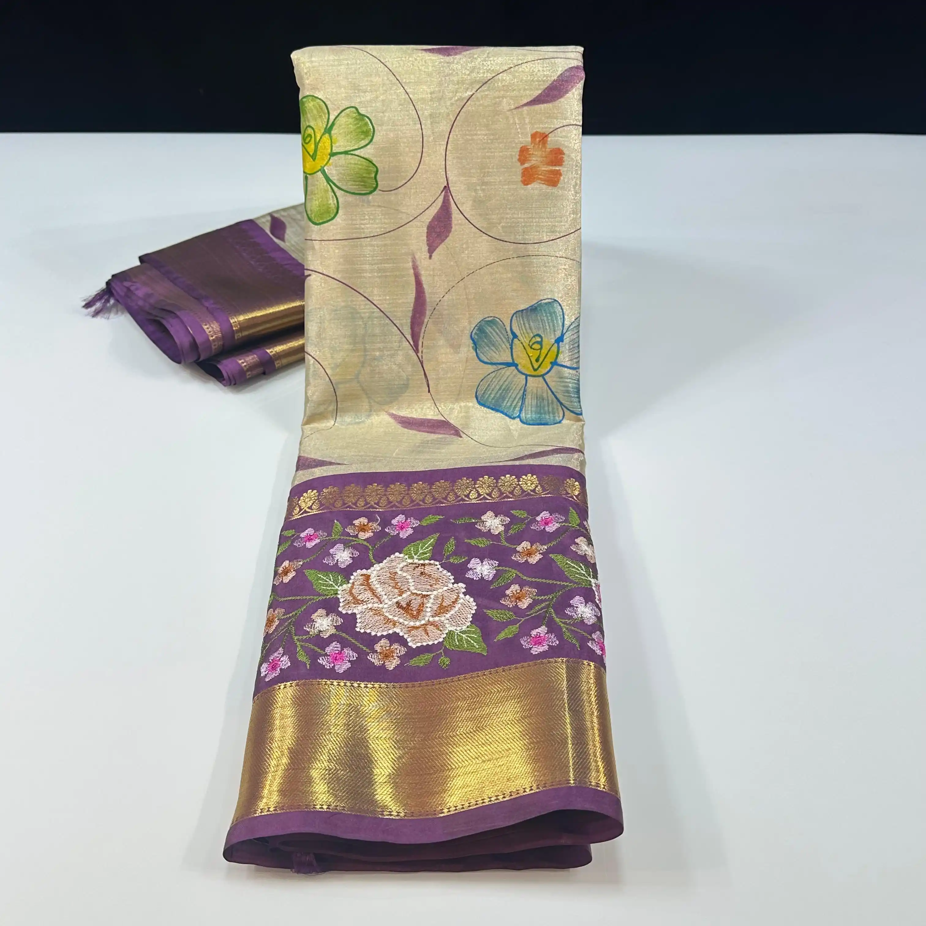 Banarasi Tissue Silk Embroidery Saree