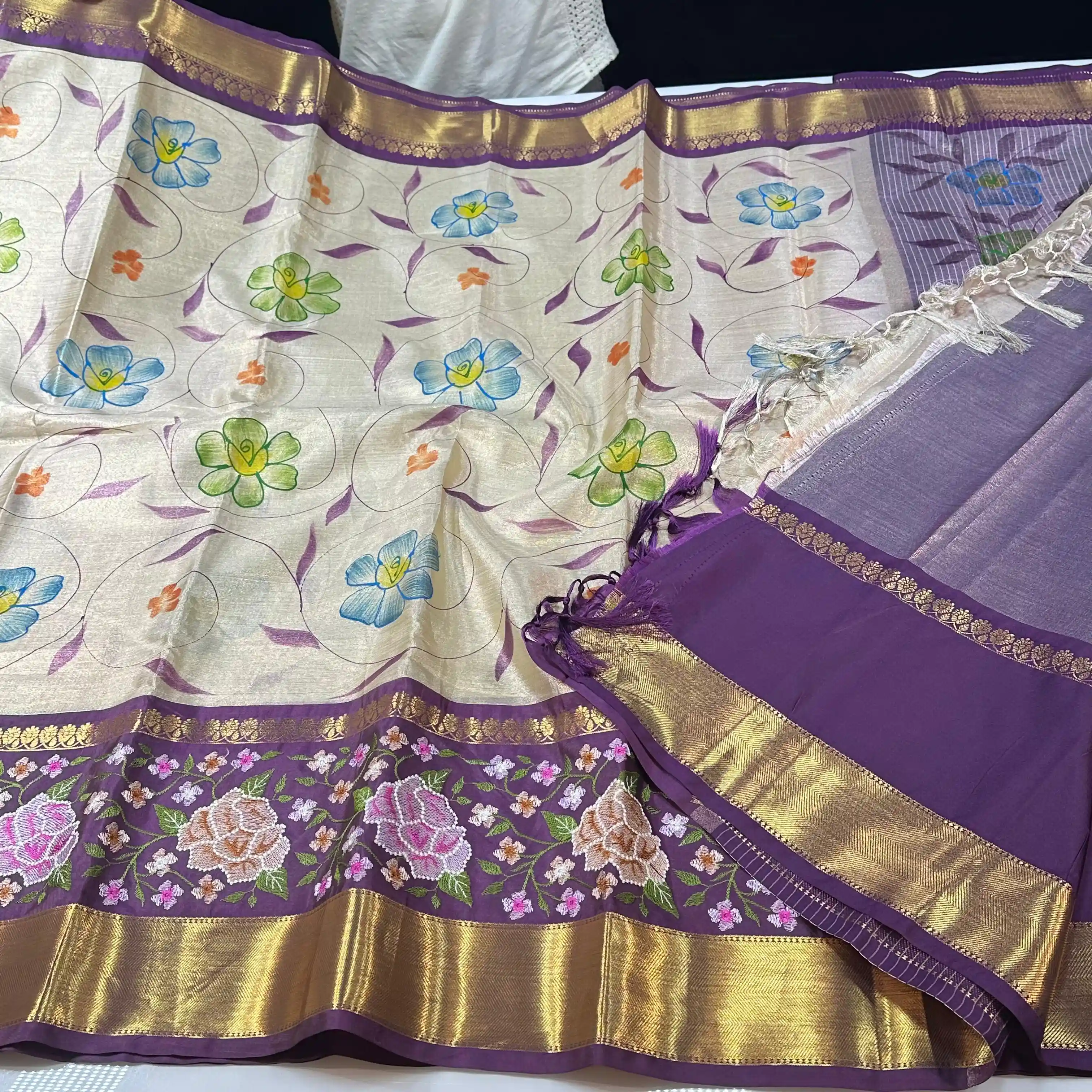 Banarasi Tissue Silk Embroidery Saree