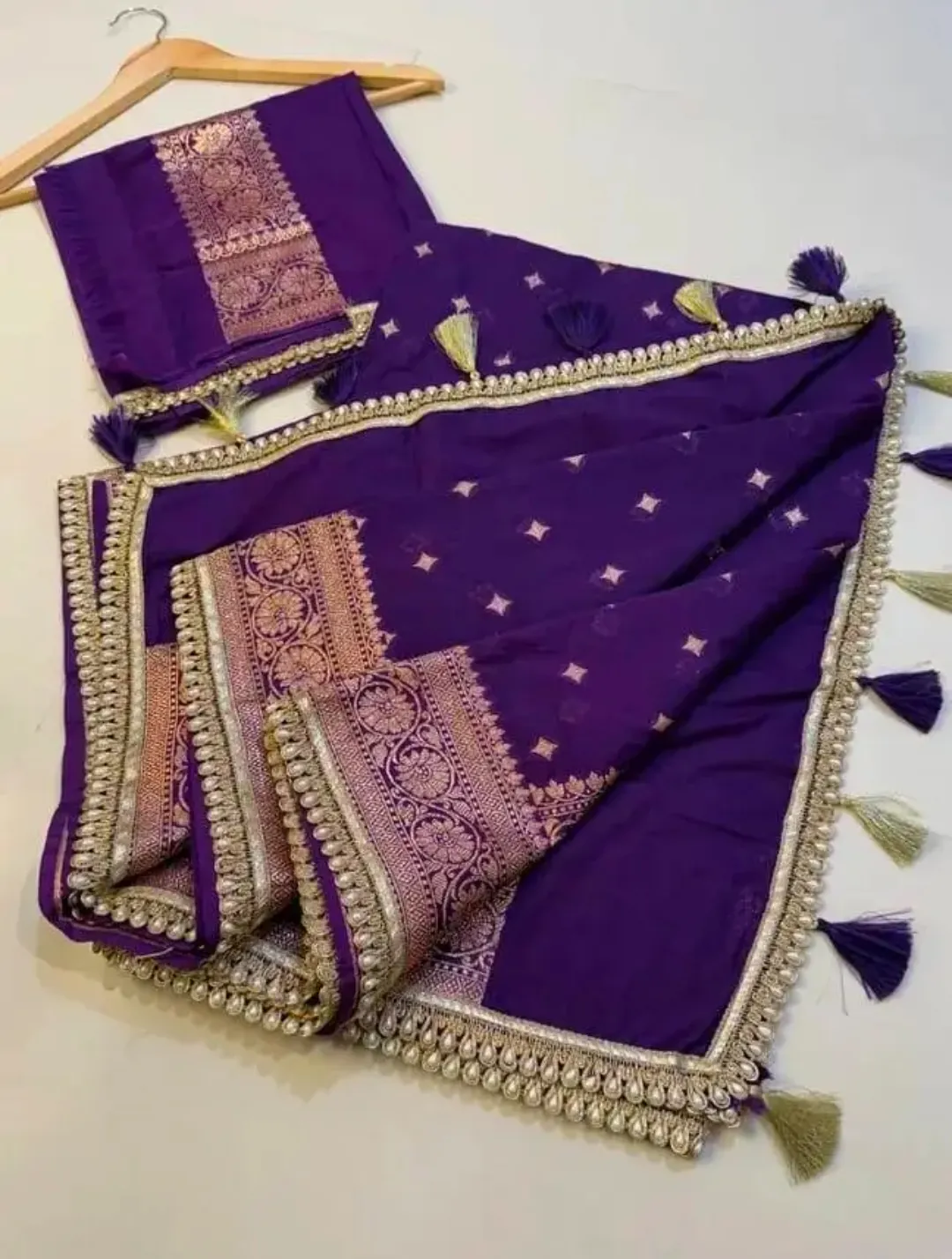 Banarasi Katan Georgette Handloom Lace Saree