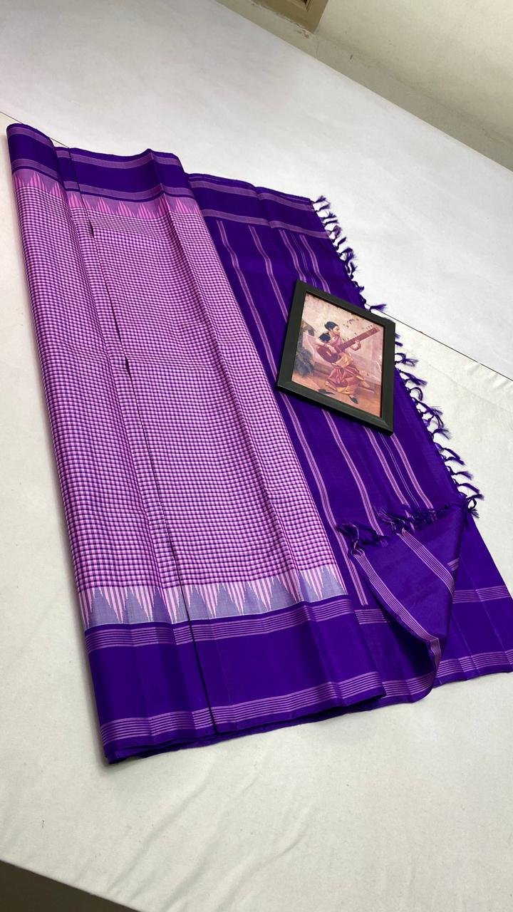 Lavender Kanchipuram Traditional Handloom Silk Saree