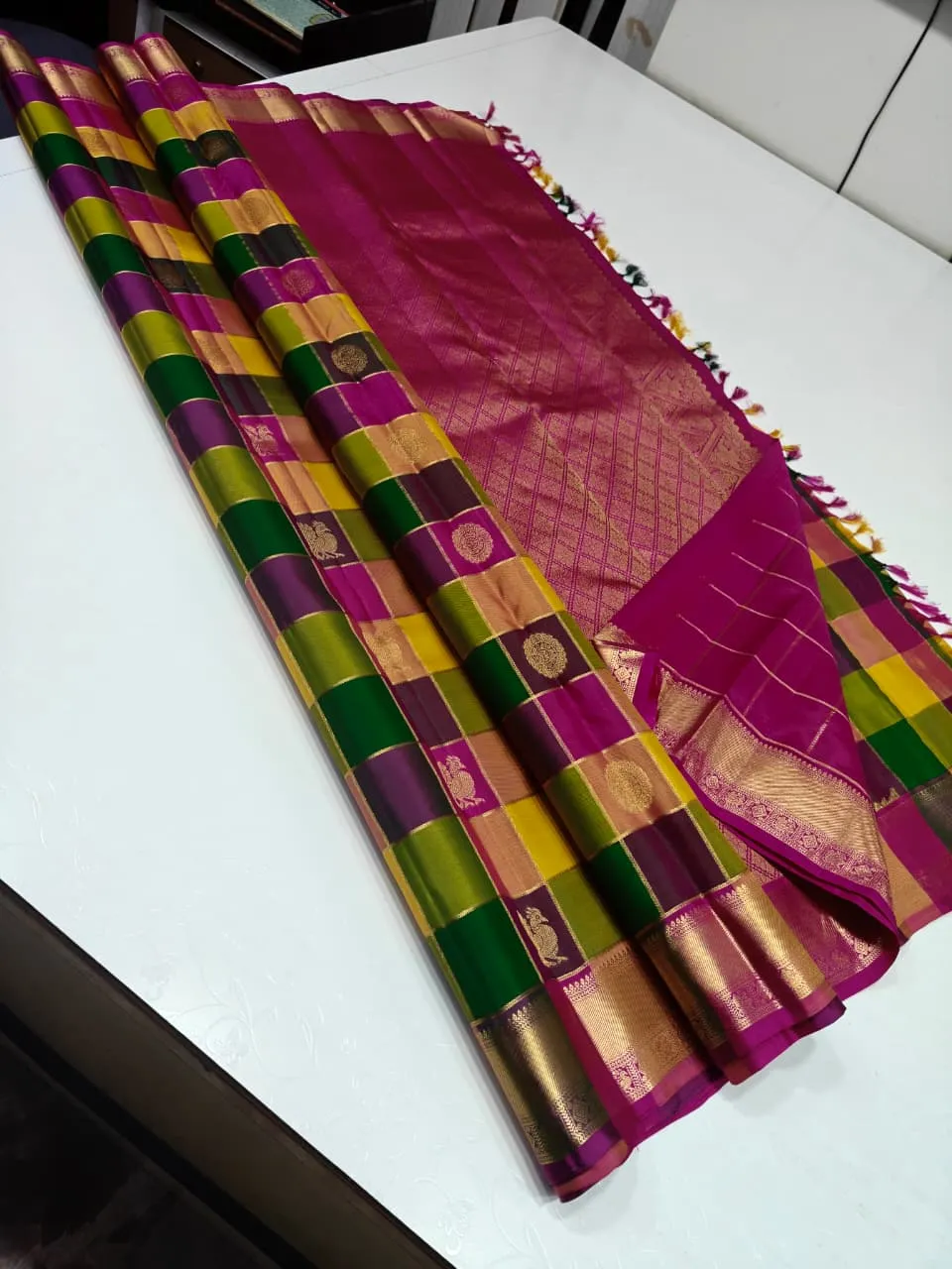 Kanchipuram Royal Checks Bridal Saree
