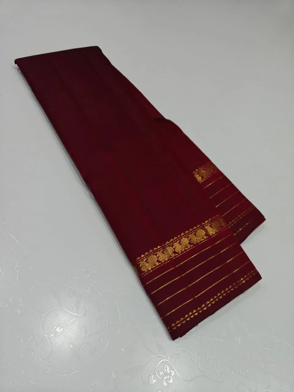 Maroon Rekha Zari Kanchipuram Silk Saree