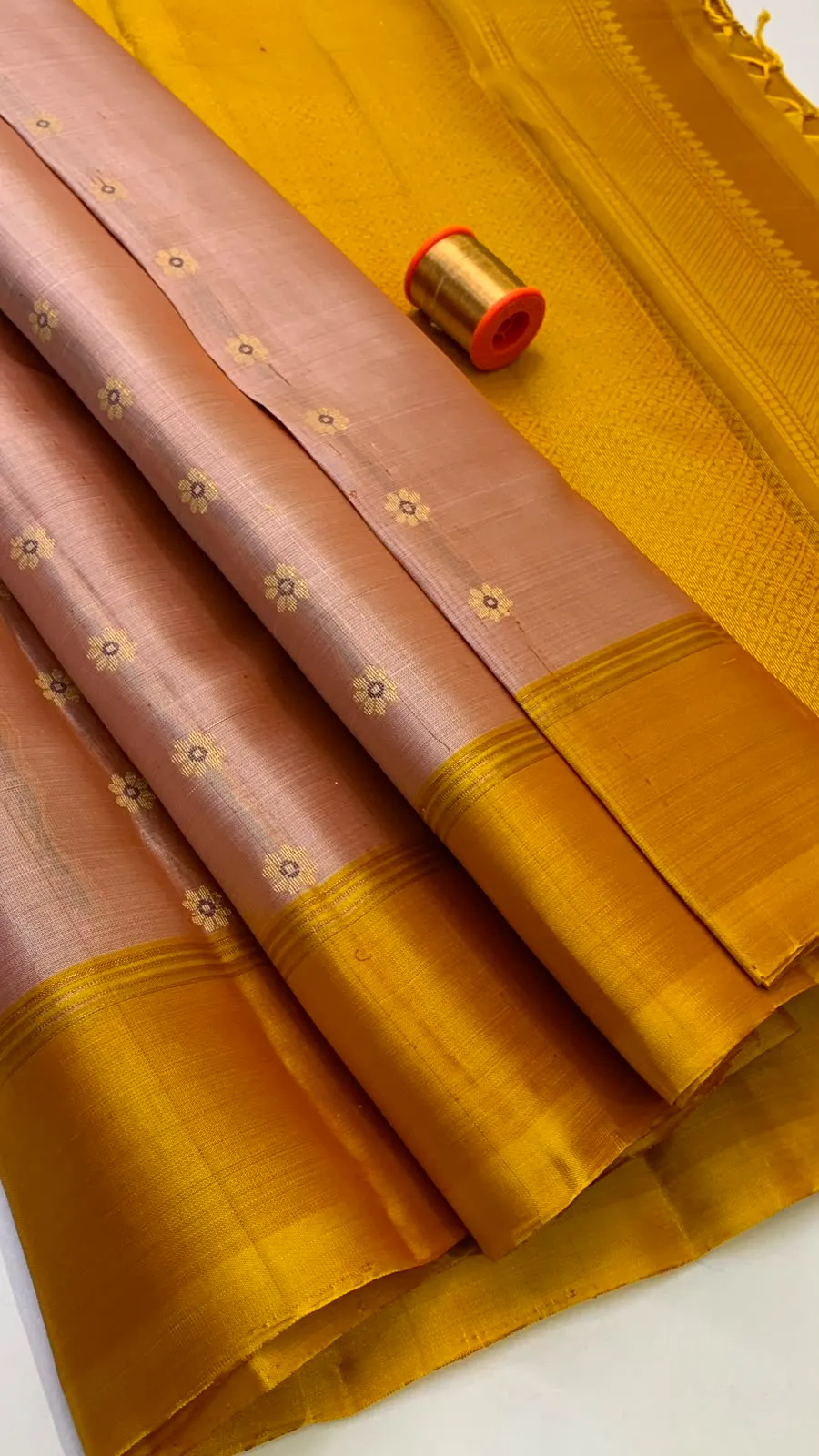Mustard Gold Kanchi Soft Silk Butta Saree