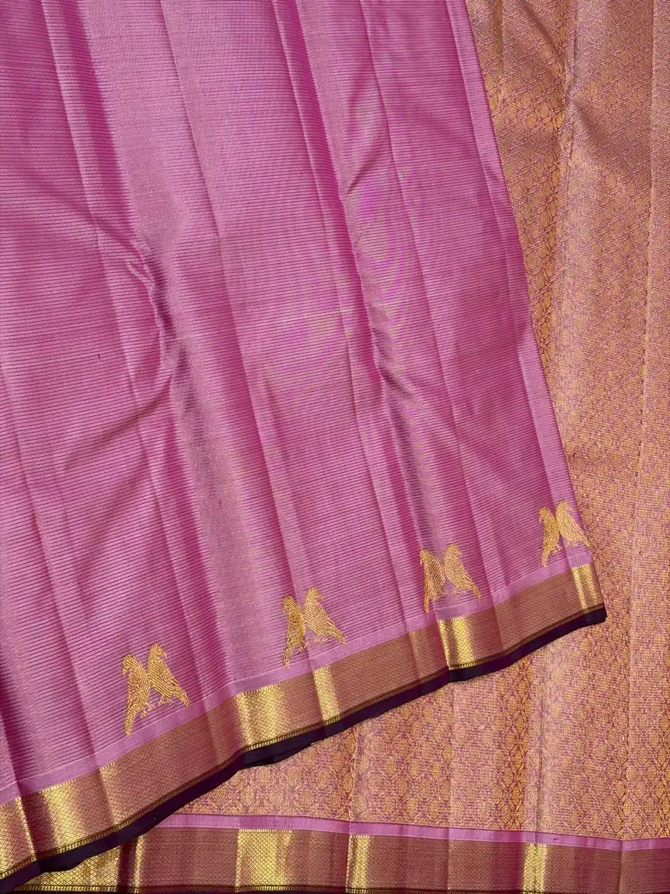 Pure Kanchipuram Bridal Silk – Vaira Oosi Deer & Parrot Border