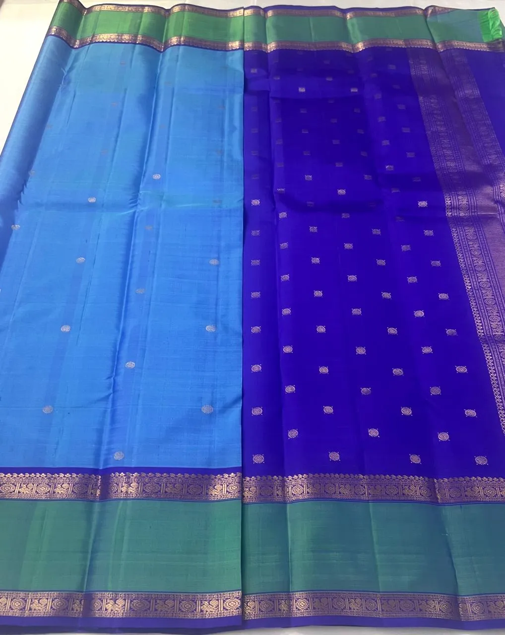 Royal Blue Purple Kanchipuram Bridal Silk Butta Saree