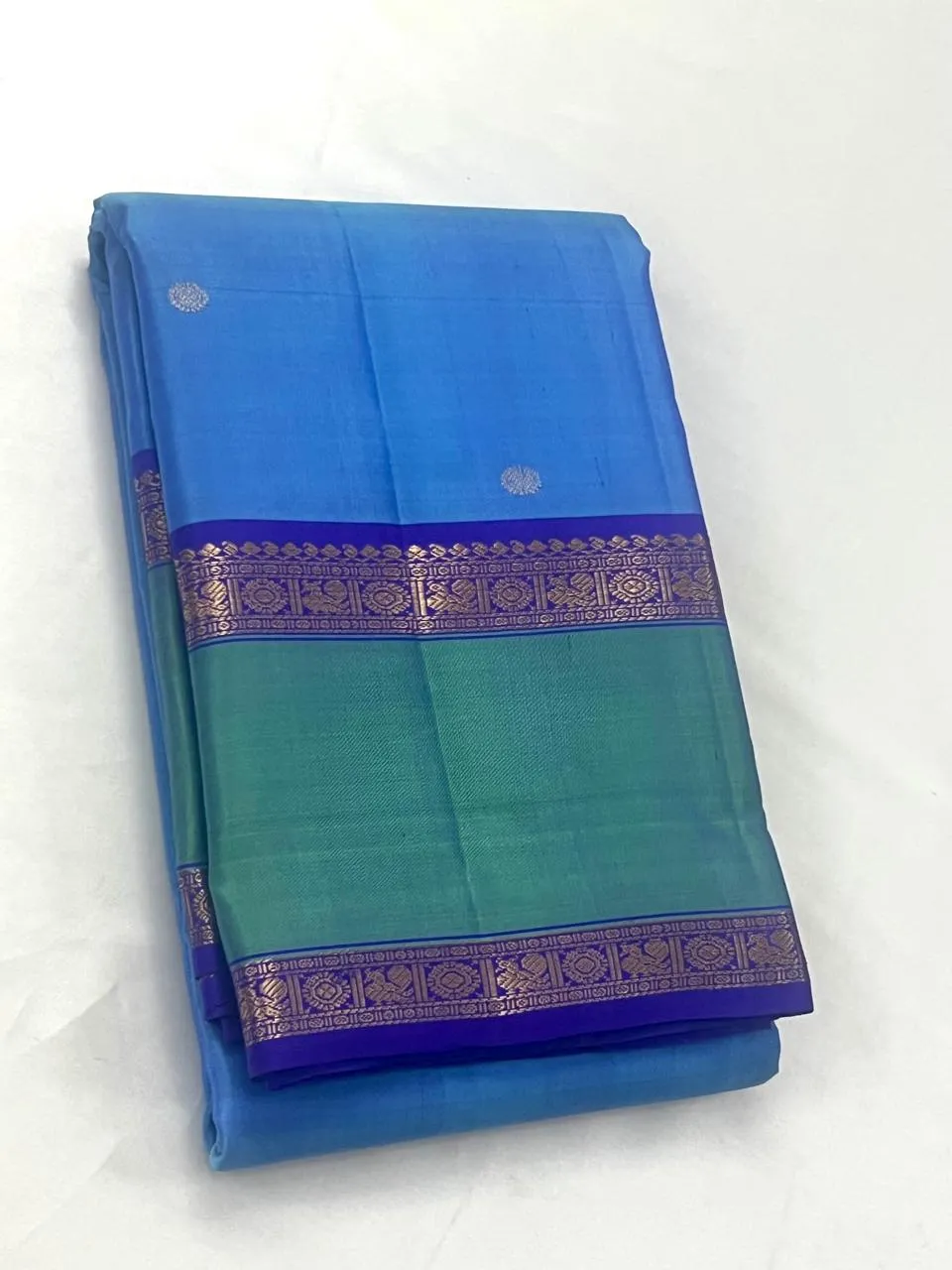 Royal Blue Purple Kanchipuram Bridal Silk Butta Saree