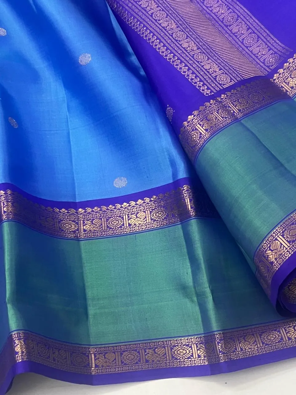 Royal Blue Purple Kanchipuram Bridal Silk Butta Saree