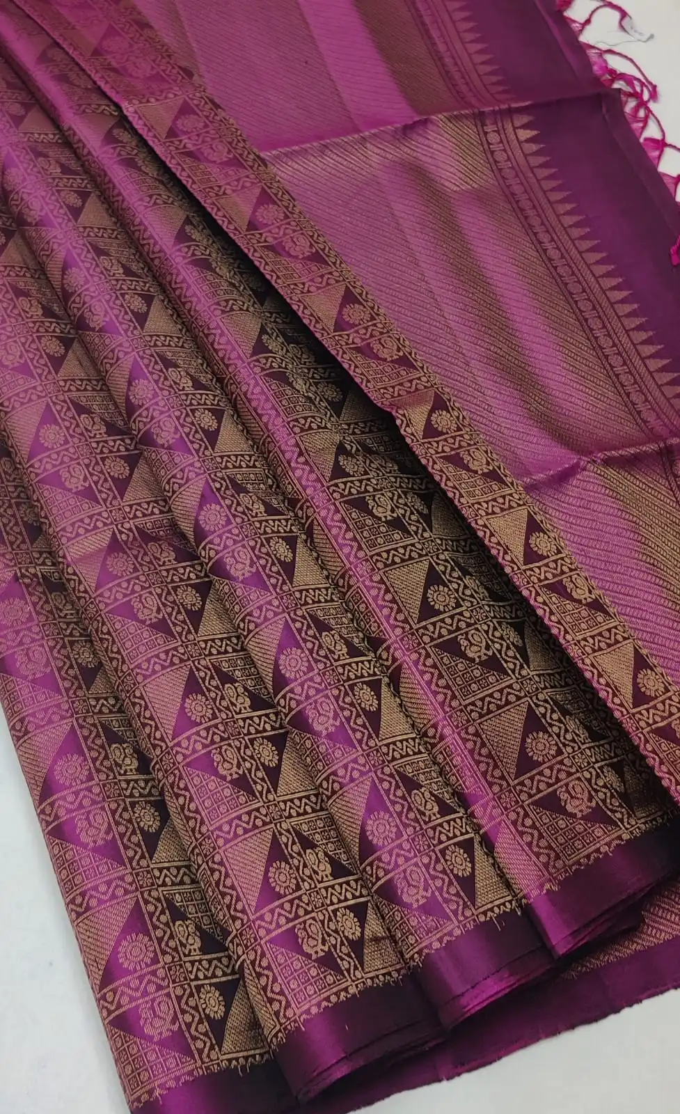 Kanchipuram Double Warp Paisley Vine Silk Saree