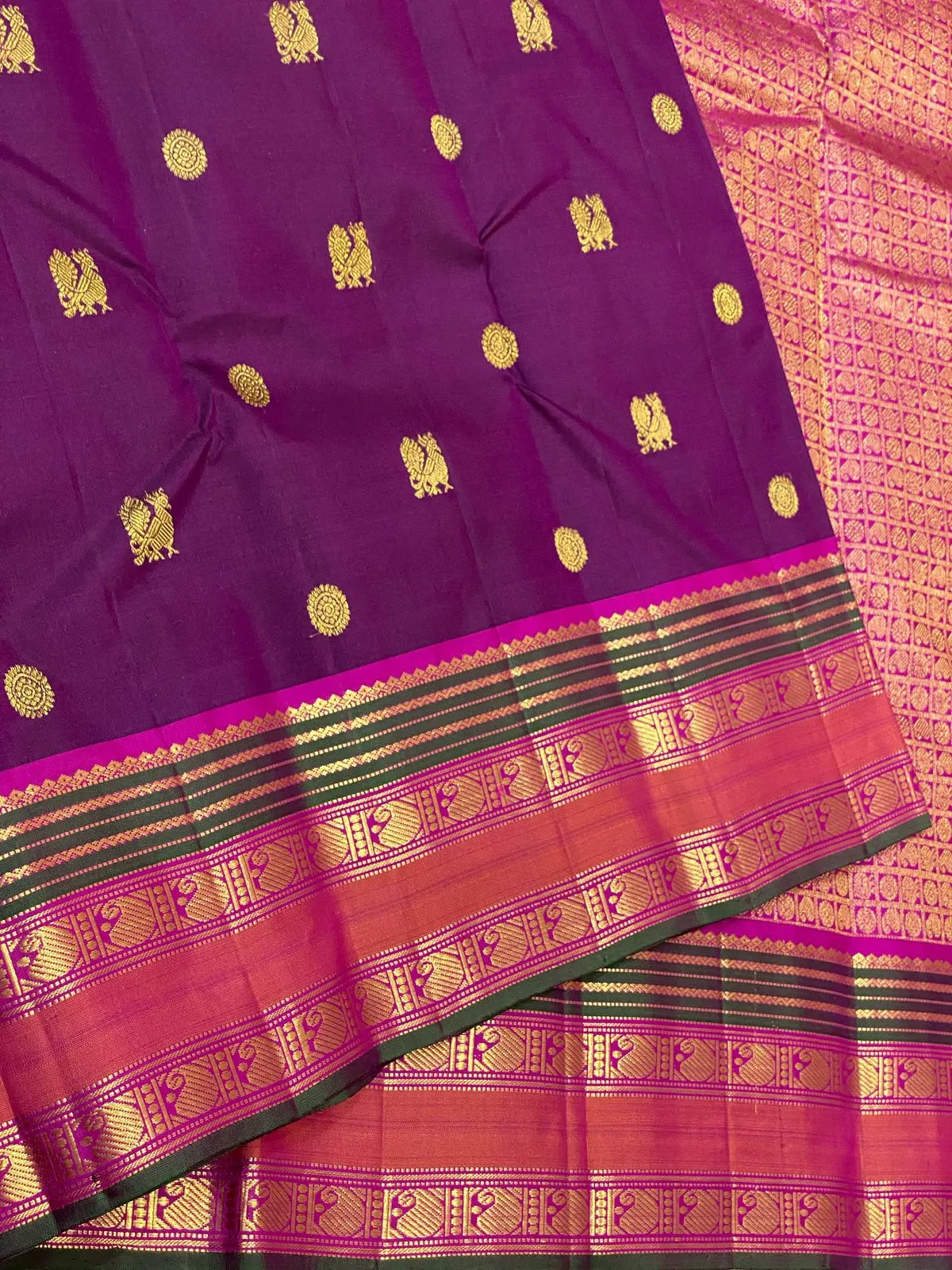 Pure Kanchipuram Bridal Silk – 2 Gram Zari Contrast Border Saree